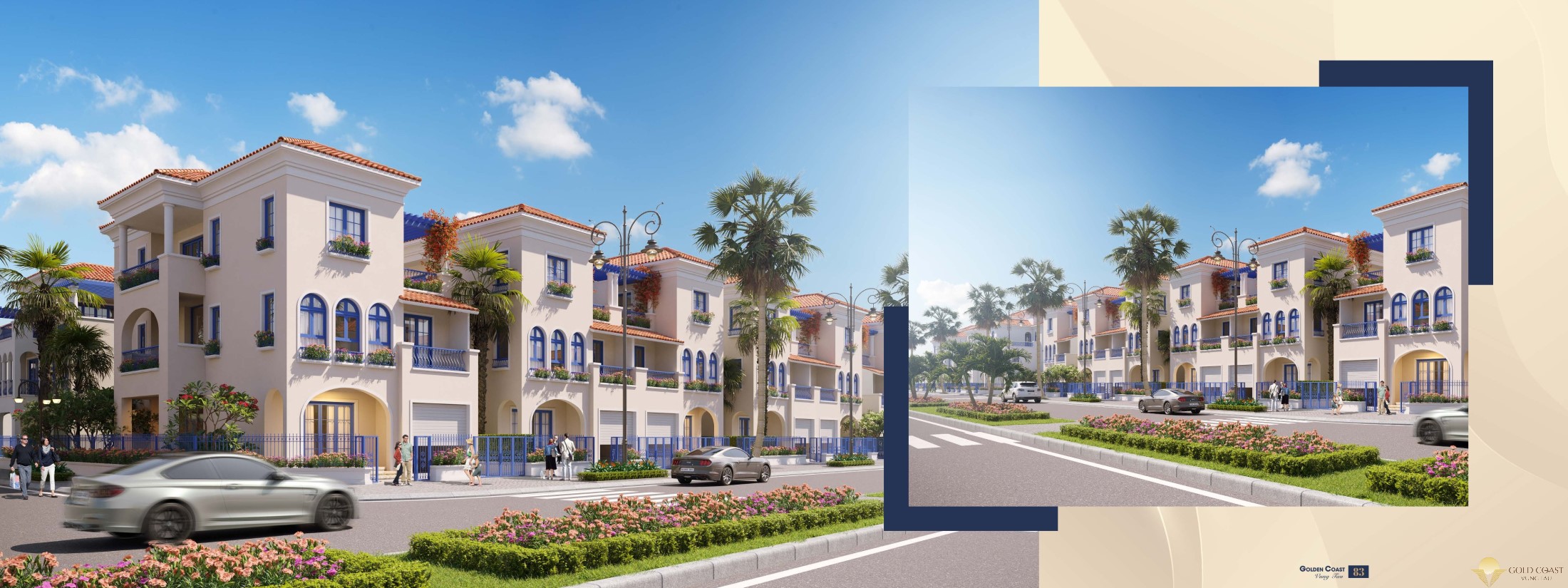 Biệt thự song lập Gold Coast Long Điền được thiết kế theo kiến trúc Địa Trung Hải