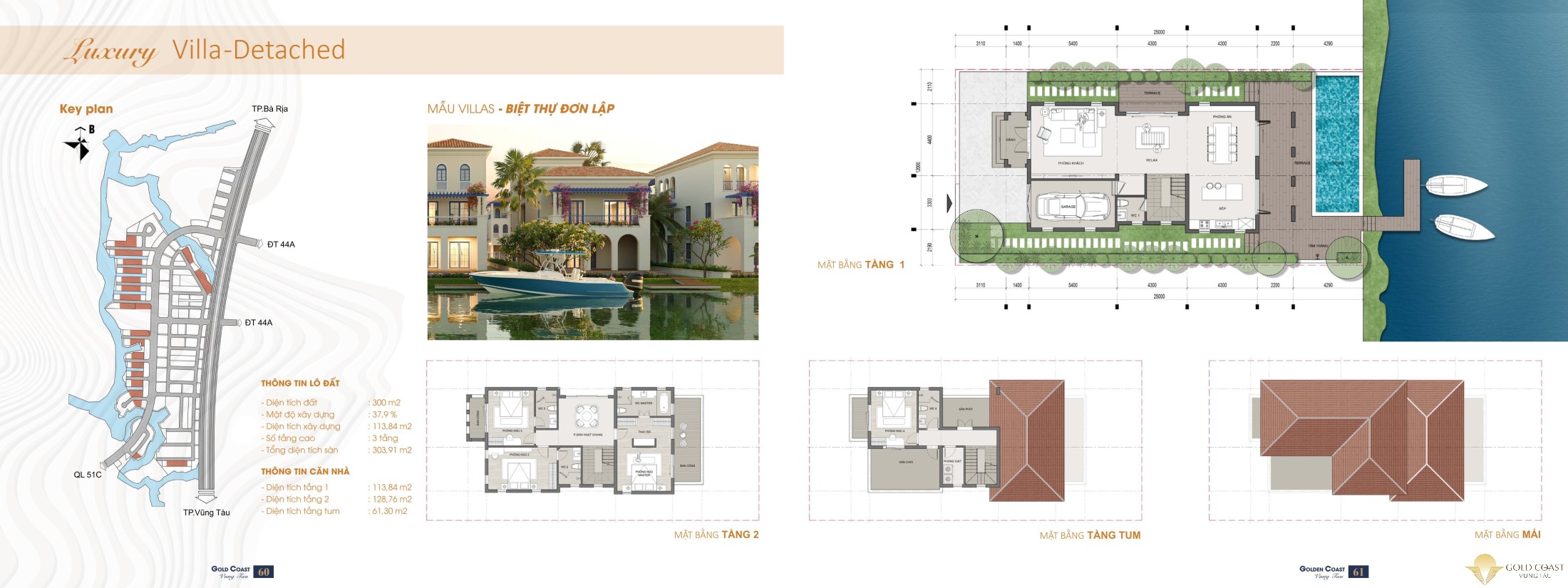 Hình thiết kế Biệt thự đơn lập Gold Coast Vũng Tàu